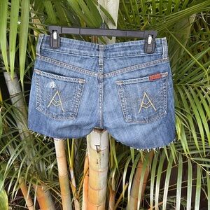 7 FOR ALL MANKIND “A” Pocket Cut Off Denim Shorts Size 27